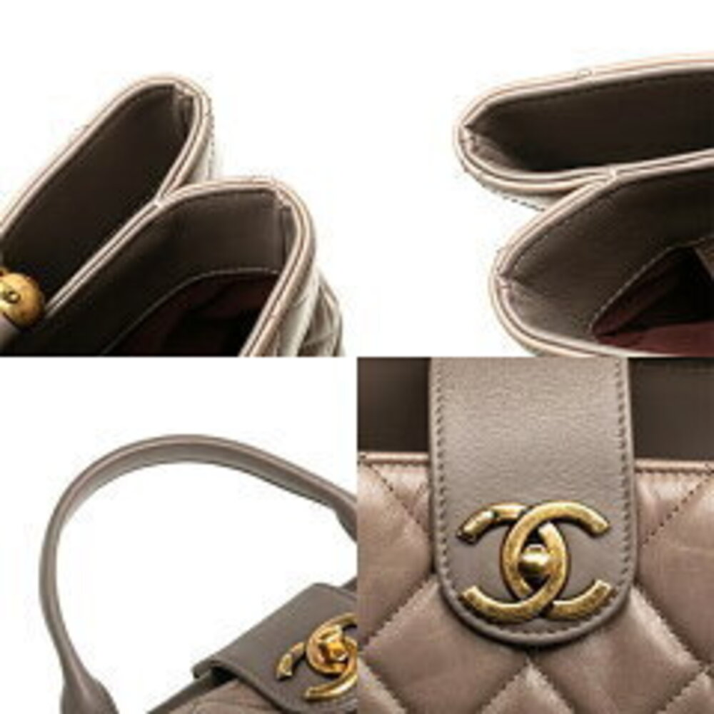 Chanel Gray Shoulder Matelasse Tan Leather Handbag Beige Coco Crossbody Greige - Picture 6 of 6